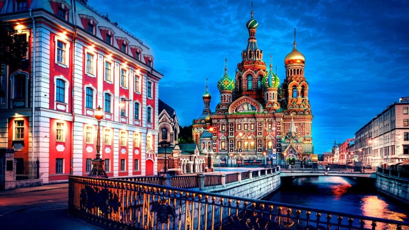 church, st. petersburg, russia, cityscape, church of the savior on blood, evening, 1080P, dusk, savior on spilled blood, st petersburg, city, tourist attraction