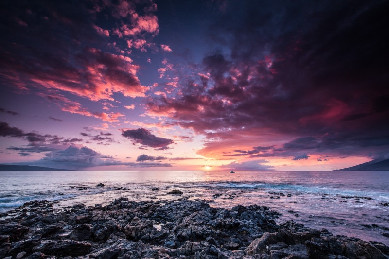 outdoors, summer, sea, body of water, coastline, rocks, Who knew, beach, brown, seascape, 1080P, nature, landscape, Kihei  Hawaii, scenics, words, cloud - Sky