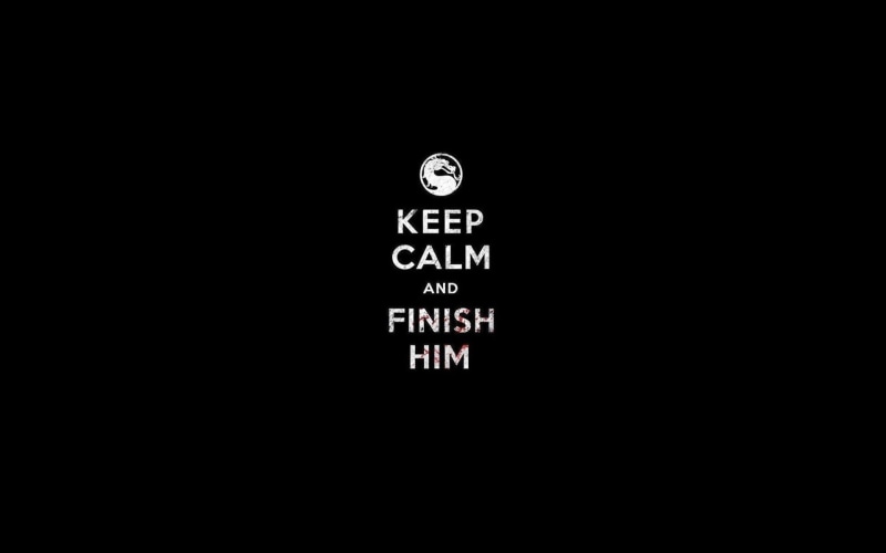 Finish Him, black color, copy space, illuminated, Mortal Kombat, black background, dark, Keep Calm, time, kombat, 1080P, western script, communication