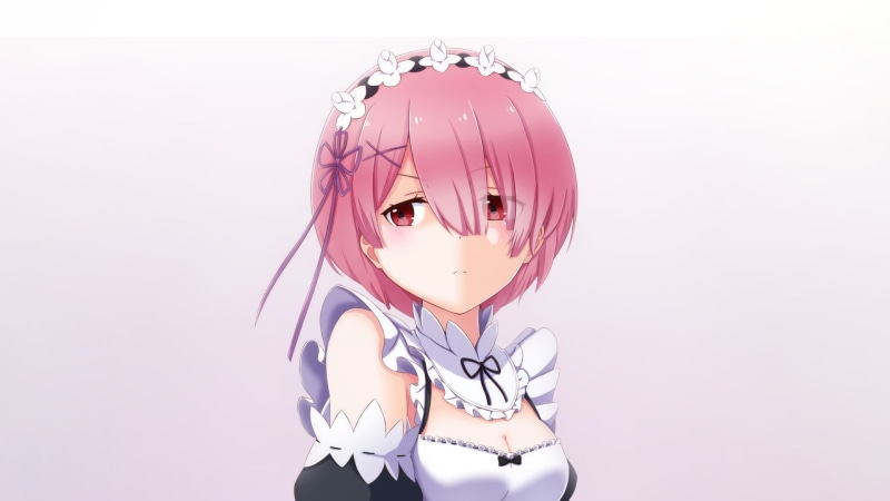 childhood, girls, hair, clothing, offspring, studio shot, child, innocence, Ram (Re:ZERO), one person, looking at camera, portrait, cute, pink color, women