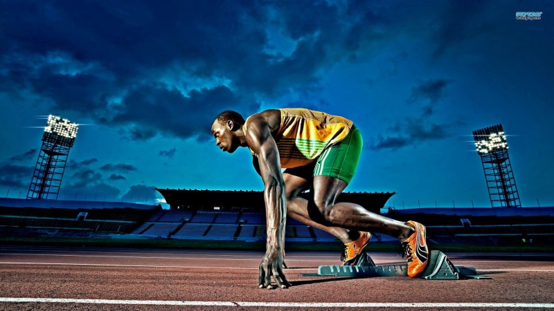 men, running, mens track, one person, sport , concentration, sports clothing, athlete, adult, Usain Bolt, starting line, preparation, sportsman, tracks