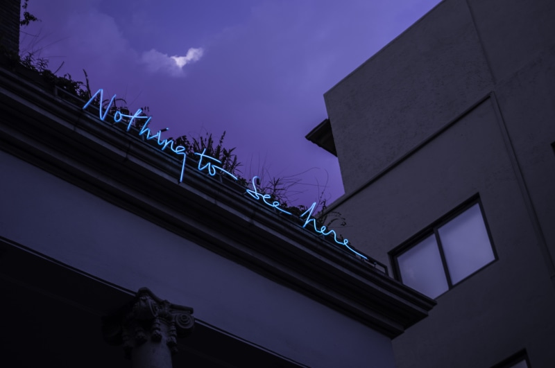 modern, lights, roof, building exterior, low angle view, neon, outdoors, clouds, 5K, nature, low angle shot, architecture, nothing, building, day, wall - building feature
