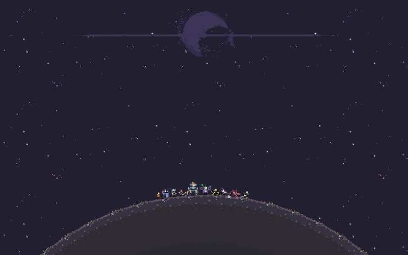 video games, dark, space, nature, unrecognizable person, cartoon, real people, leisure activity, Risk of Rain, crowd, men, star, people, women