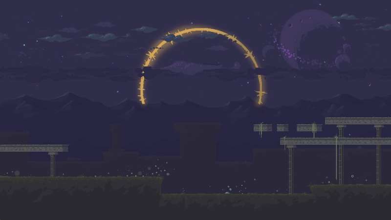 1080P, Risk of Rain, mountains, planet, pixels, clouds, pixelated, digital art, circle, video games, pixel art