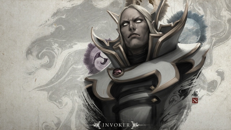 looking at camera, mural, 1080P, poster, representation, male likeness, Dota 2, Loading screen, Invoker, creativity, female likeness, sculpture, art and craft
