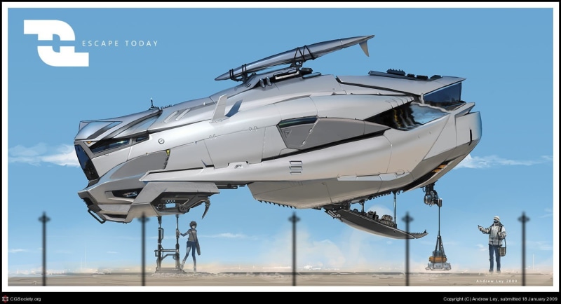 yacht, clear sky, airplane, gray, outdoors, digital art, ship, surveillance, sky, helicopter, blue, airport, air vehicle, mode of transportation, nautical vessel