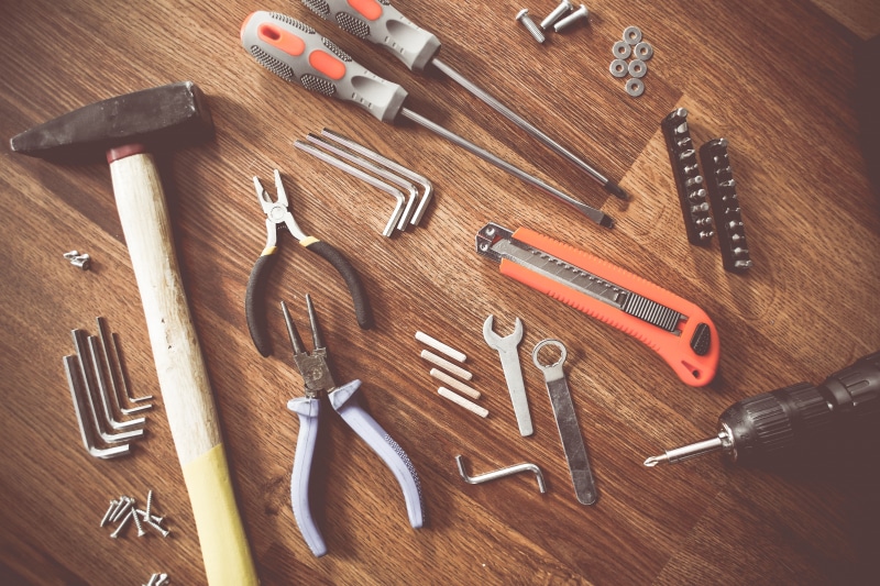 home Improvement, screw, repair, parquet, directly above, workshop, indoors, wrench, high angle view, craft, man made object, construction Industry, carpenter