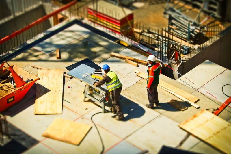 4K, people, work, service, construction, construction workers, workers, industry, create, working, men, job, worker, site, tilt shift
