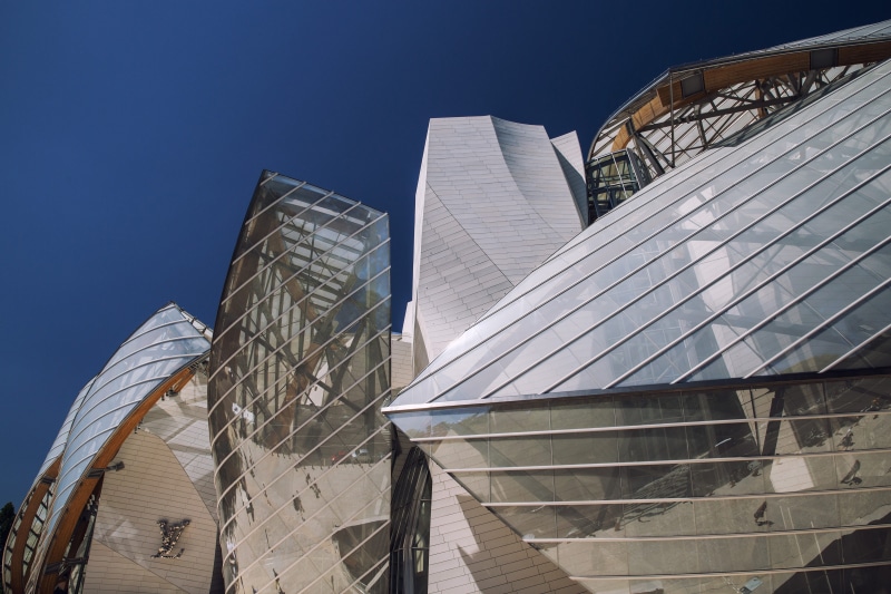 bois, louis, office Building, low angle view, business, new, architecture, city, sky, created, sunlight, glass - Material, renowned, france, gehry, stunning
