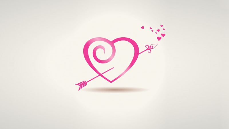 heart, digital art, Valentines Day, love, arrows, 1080P, simple background, arrows (design)