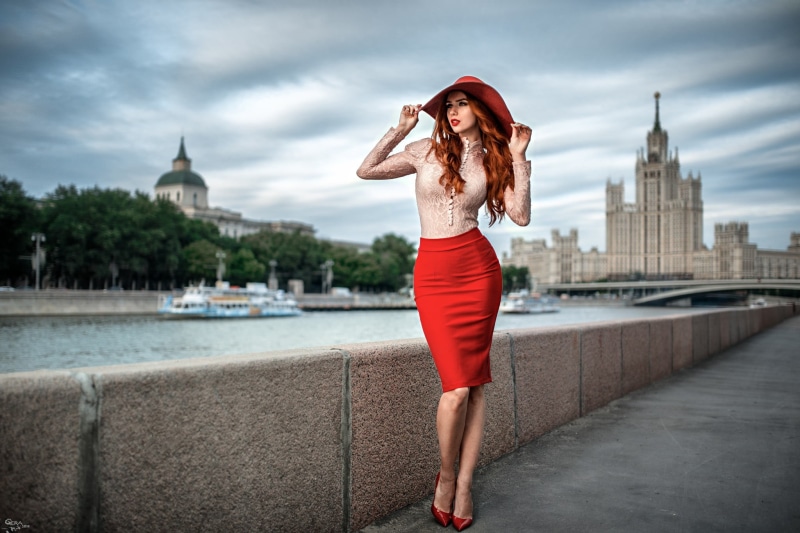1080P, young adult, beauty, cityscape, beautiful woman, fashion, pencil, women outdoors, outdoors, young women, standing, travel destinations, redhead