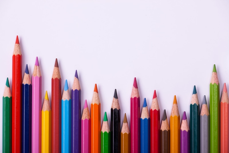 equipment, variation, green, rainbow, art, orange, isolated, craft, colored pencil, art and craft, writing instrument, creative, side by side, background