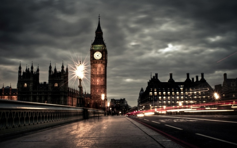 London, building exterior, night, double-decker bus, ben, government, clock tower, travel, cloud - sky, tall - high, architecture, built structure, 1080P