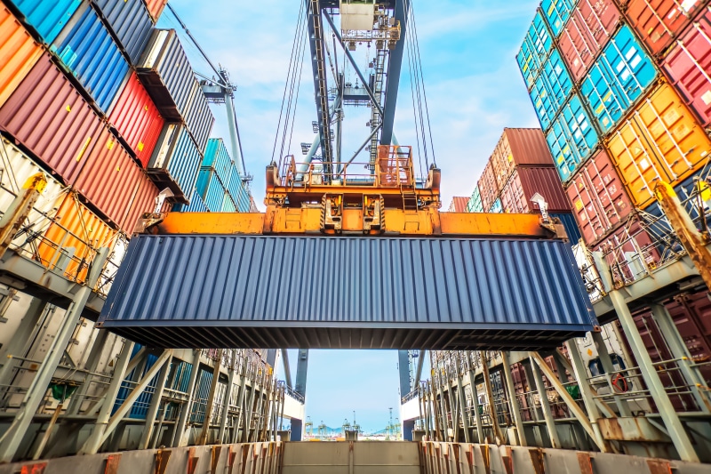 4K, export, conteiner, rigging to hoist, import, port