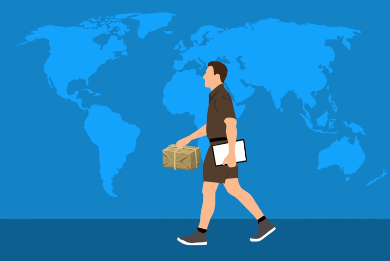 males, globe - man made object, technology, import, corporate business, global business, businessman, men, shipping, map, delivery, illustration, blue