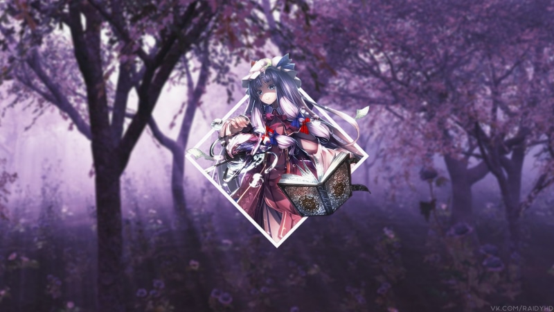 anime, Patchouli Knowledge, picture-in-picture, 1080P, Touhou, anime girls
