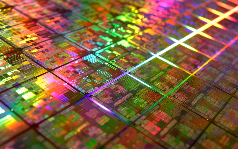 geometry, pattern, electronics industry, complexity, IT, microchip, DIE, backgrounds, circuit board, selective focus, industry, glowing, wafer, 2K, assorted