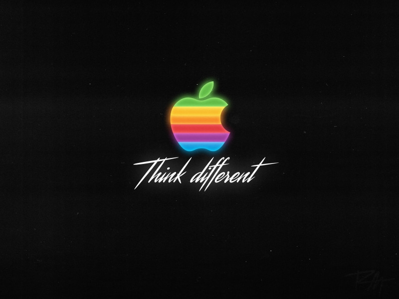 Apple, Logo, Think different, Dark background, 4K, 4K