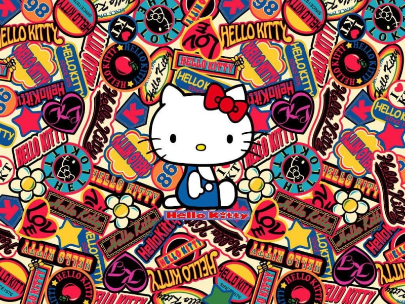 Dress, cute, anime, bow, 480P, art, Hello Kitty, kitty, hd, PINK, hello