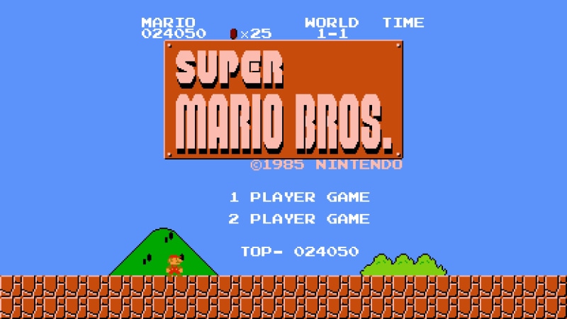 day, architecture, blue background, data, no people, Super Mario, sky, western script, video games, 8-bit, 4K, nature, capital letter, blue, industry