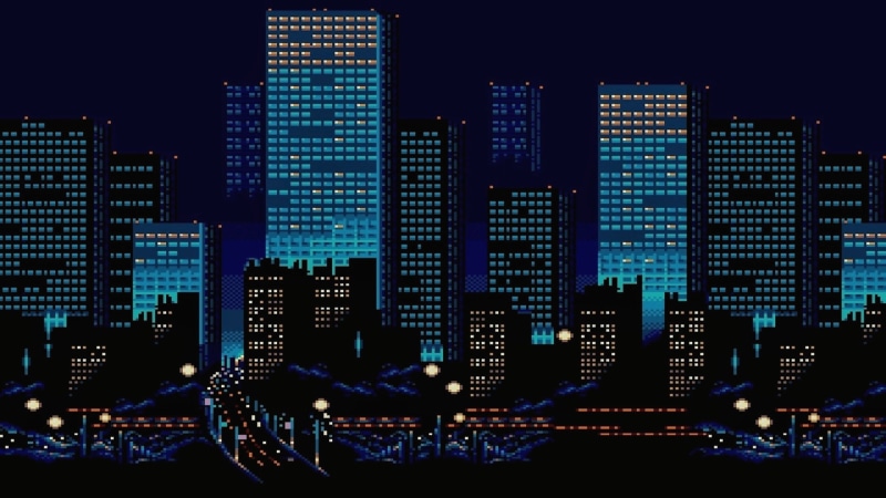 Pixels, Building, 8bit, 8 Bit, Night, The city, 1080P