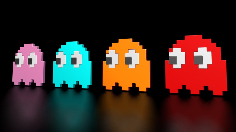 8, hd, teal, ghost, red, 720P, pink, packman, orange, video games, pacman, bit