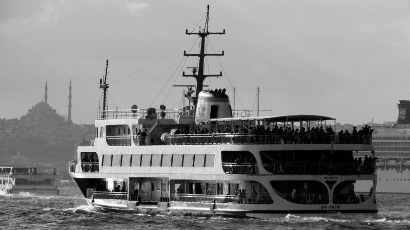 sea, outdoors, ferry, ship, istanbul, insan, no people, waterfront, urban, travel, turkiye, sky, architecture, 4K, nature, cami, water, passenger craft