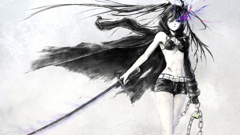 Insane Black Rock Shooter, anime, selective coloring, 1080P, Black Rock Shooter, anime girls