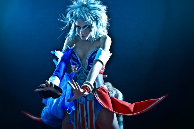 black background, lifestyles, performance, hair, model, portrait, Julia Vlasova, skill, one person, indoors, blond hair, young adult, young women, cosplay