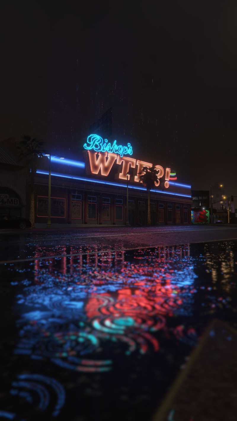 night, colorful, 1080P, city, stores, GTA5, rain, WTF, road, video games