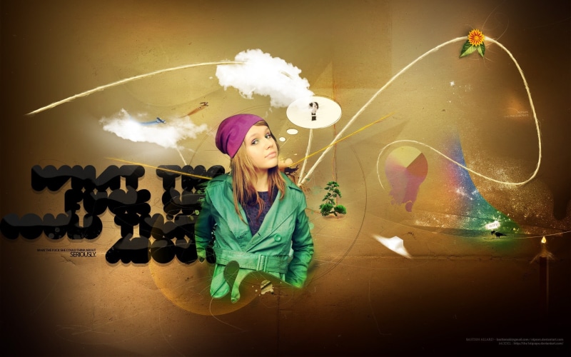 wtf, cute, young, 1080P, art, thinking, flower, girl