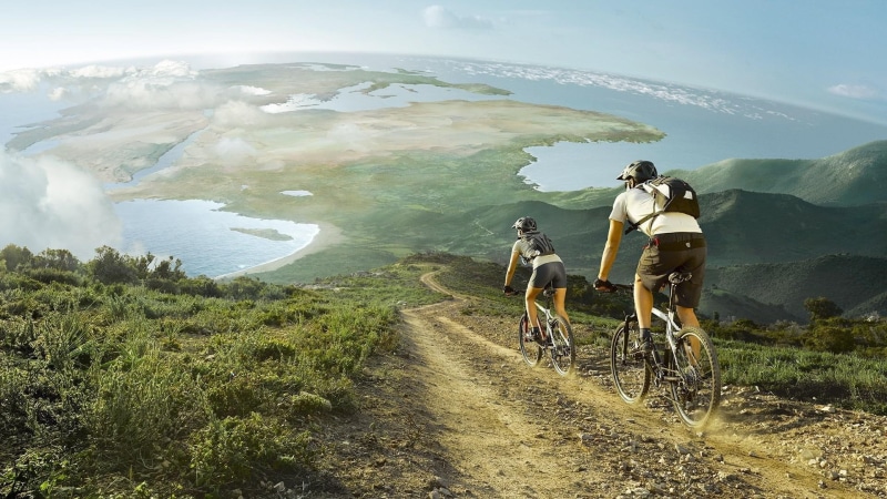 black, bike, 1080P, mountain, helmet, couple, bicycle, mountain bike, sports, 1920x1080, biking
