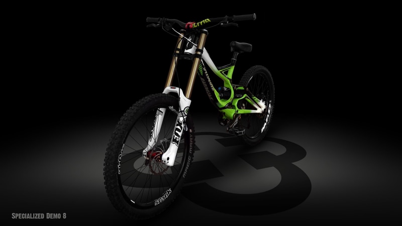 tire, mode of transportation, transportation, night, demo, black color, indoors, black background, nature, studio shot, wheel, green color, 1080P, Downhill mountain biking