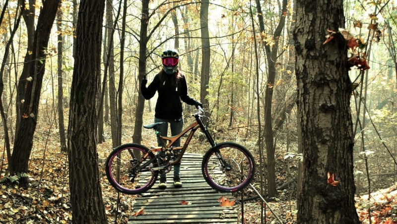 sport, lifestyles, transportation, day, real people, tree, land, forest, mountain bikes, bicycle, 720P, tree trunk, one person, riding, nature, outdoors