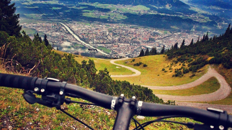 extreme, plant, innsbruck, mountain biking, ride, 5K, land vehicle, nature, peak, high angle view, black, land, adventure, scenics - nature, mode of transportation
