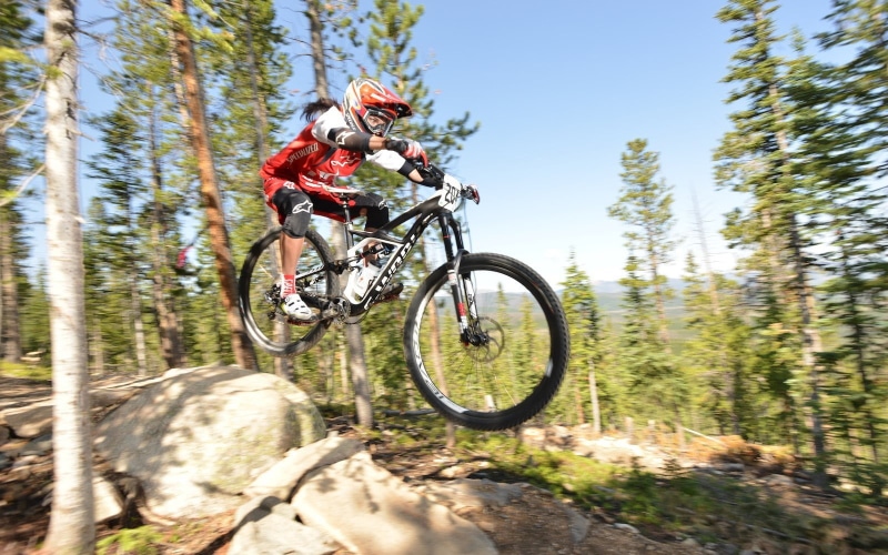 outdoors, bicycle, motion, activity, plant, women with bikes, helmet, leisure activity, day, sport, ride, adventure, land, 720P, riding, nature, one person
