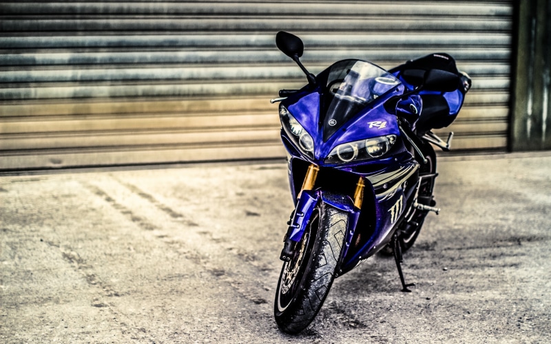 K Black Purple Yzf R Yamaha Bike Yzf Sports R Supersport Blue Motorcycle Hd Wallpaper