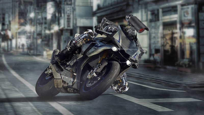 motorcycling, motor vehicle, city, mode of transportation, 4K, building exterior, outdoors, yamaha yzf-r1, yamaha, yamaha yzf r1, motorcycle, road, architecture