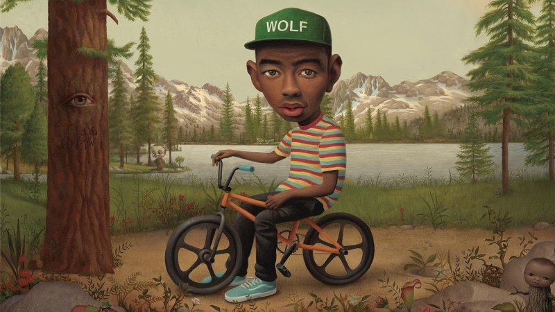 man, riding, 1080P, bmx, Tyler the Creator, hip hop, caricature, bike, digital