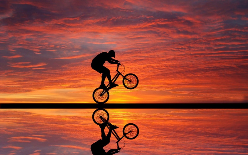 silhouette, bike, cycling, nature, person, ride, cloud - sky, full length, beach, one person, sunset, leisure activity, outdoors, transportation, sport
