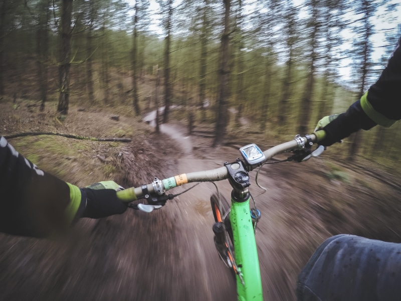 bike, cyclist, real people, exercise, motion, handlebar, outdoor, nature, activity, mode of transportation, ride, biking, forest, land vehicle, trail, day