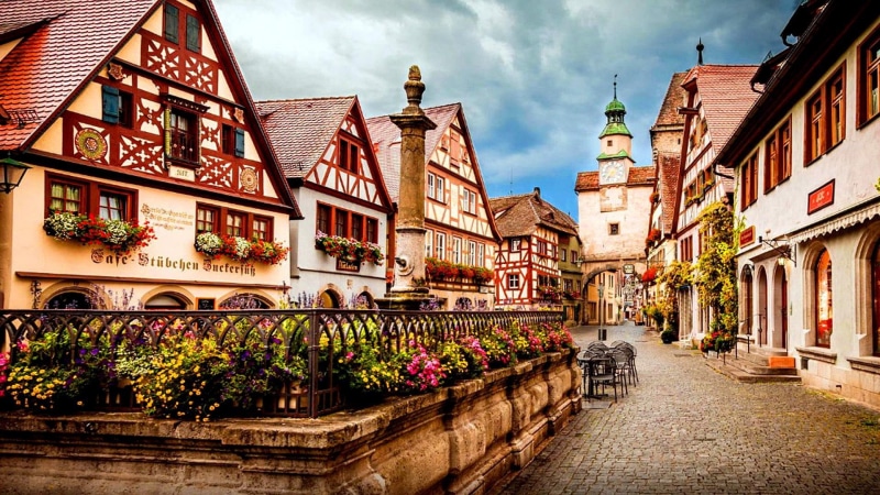 europe, little town, 1080P, rothenburg, city, germany, town, houses