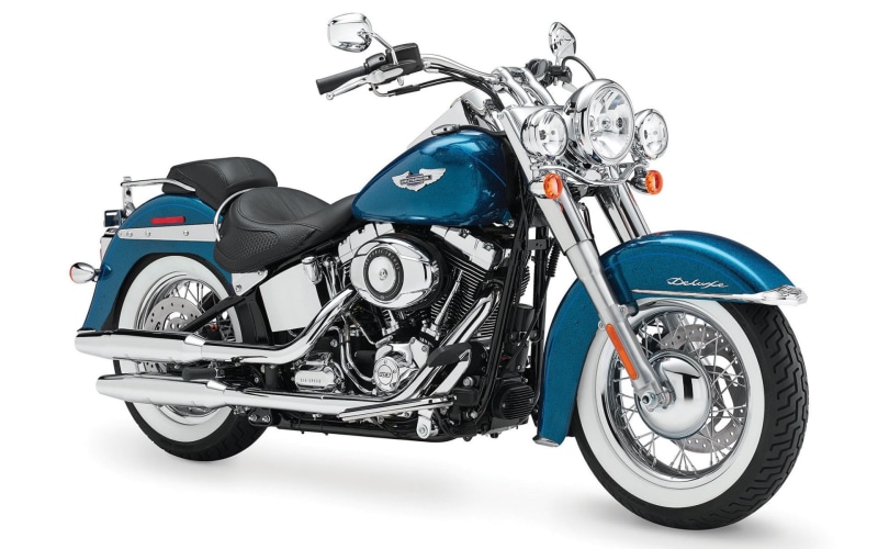 Motorcycles, indoors, blue, no people, metal, black color, harley, stationary, flstn, mode of transportation, deluxe, silver colored, 2015, cruiser, Harley Davidson