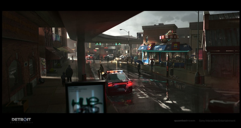 Antoine Boutin, artwork, people, futuristic, Detroit become human, 1080P, video games, digital, city