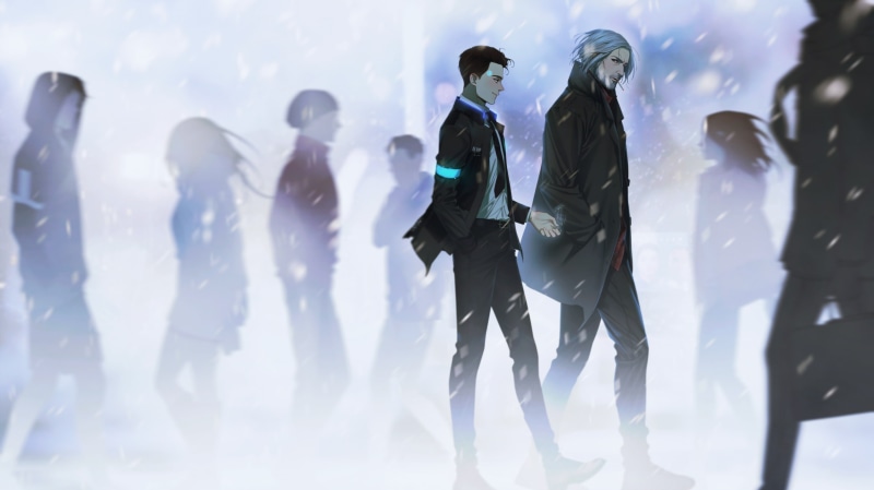 Hank Anderson (Detroit: Become Human), video games, walking, nature, Connor (Detroit: Become Human), real people, leisure activity, togetherness, 2K, cold temperature