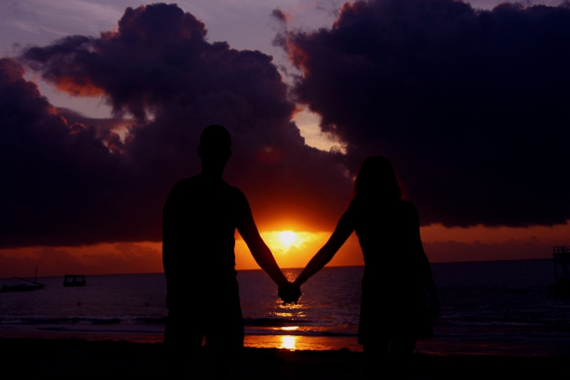 beach, night, men, positive emotion, clouds, one person, real people, scenics - nature, 4K, holiday, outdoors, two, beauty in nature, land, adult, togetherness