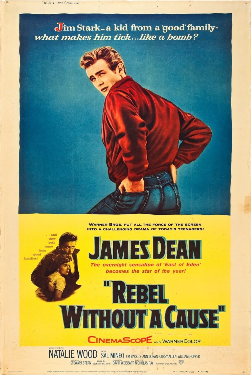 retro styled, poster, western script, text, architecture, young adult, government, movie poster, James Dean, message, occupation, adult, crime, one person