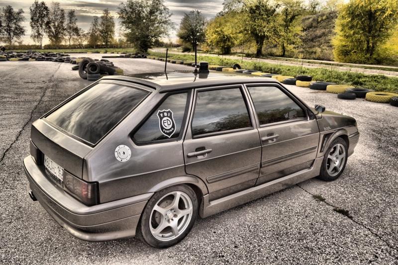 street, antenna, transportation, luxury, VAZ, parking, retro styled, hatchback, plant, day, 2114, machine, Auto, 1080P, BPAN, tree, nature, door, vintage car