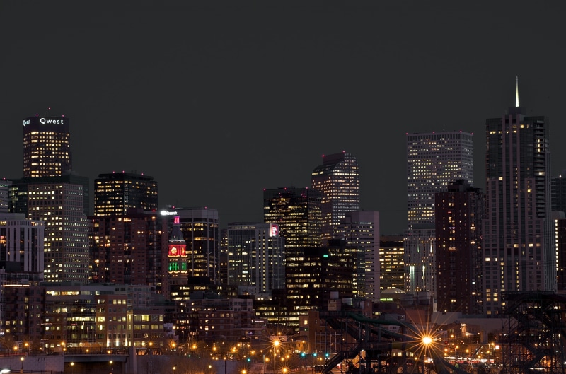 skyscraper, 4K, urban Skyline, architecture, Denver, long exposure, nightlife, photography, city, cityscape, I25, built Structure, night, urban Scene