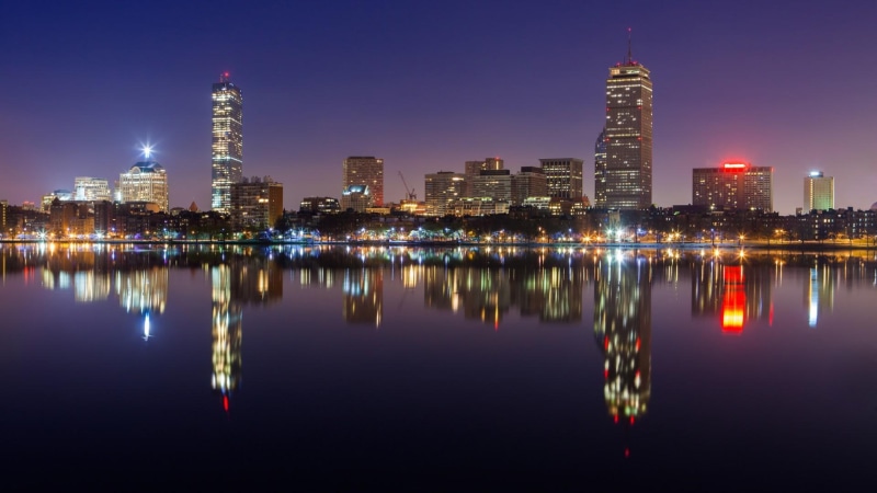 night, skyline, 1080P, boston, city, boston skyline